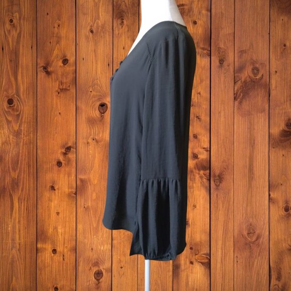 Maurices Women's Small Dark Gray V-Neck Long Balloon Sleeve Blouse Pullover - Picture 4 of 6